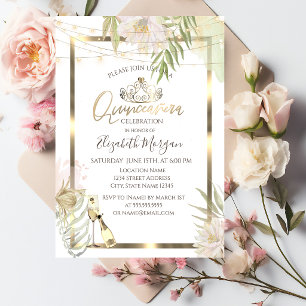 Boho-Blumenrahmen Wein Quinceanera Einladung