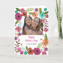 Boho blumenrosa Mütter Tag zeichnend Karte