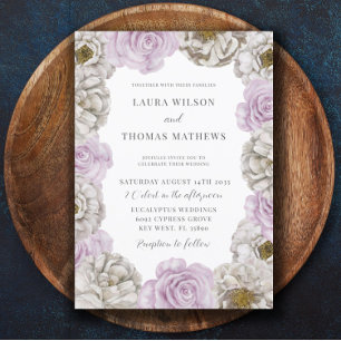 Boho Blumenrosa & Off White Watercolor Wedding in Einladung