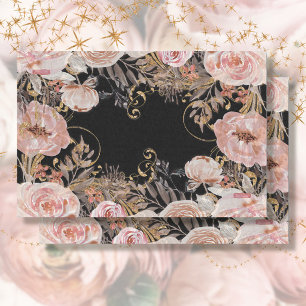 BOHO Blumenrot Rosa Rose Gold Foliage Decoupage Seidenpapier
