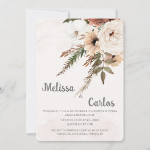 Boho blumenspanischer Hochzeitsempfang Einladung