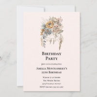 Boho-Blumenstrauß in neutralen Farben zum Geburtst