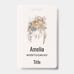 Boho-Blumenstrauß und Traumfänger Ausweis