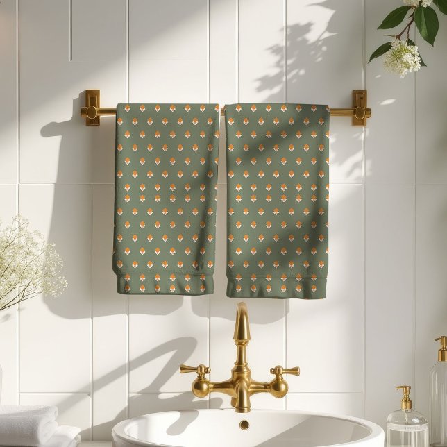 Boho-Blumentuch Retro-Sage Cozy Vibes Badhandtuch Set (Boho Floral Towel Retro Sage Cozy Vibes)