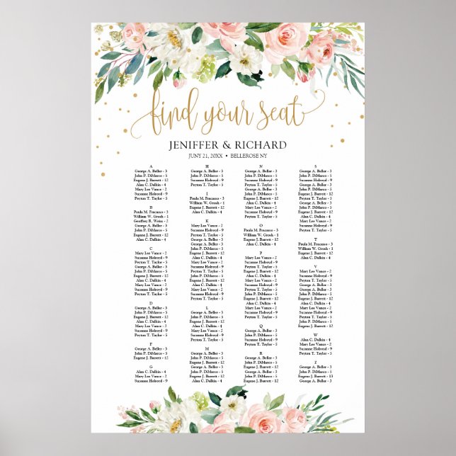 Boho blush alphabetische Hochzeitssattelkarte Poster (Vorne)