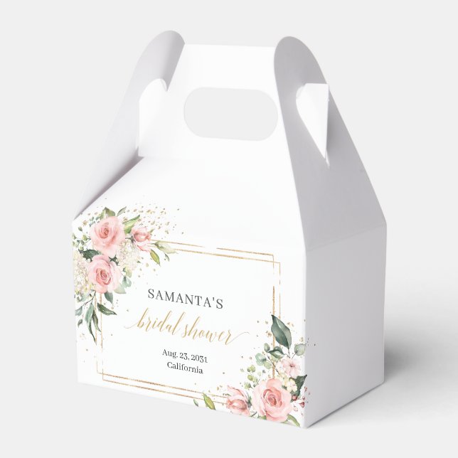 Boho Blush Bloral eucalyptus gold Brautparty Geschenkschachtel (Vorderseite)