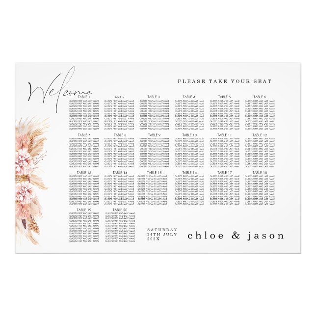 Boho Blush Blues Seekartenplakat Fotodruck (Vorne)