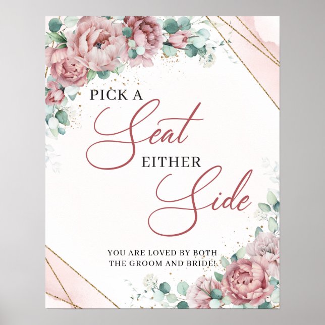 Boho Blush Blumengold Wählen Sie einen Platz auf b Poster (Vorne)