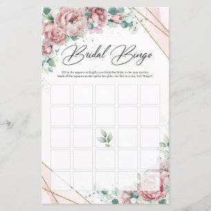 Boho blush Blumengrün Goldrahmen Bridal Bingo