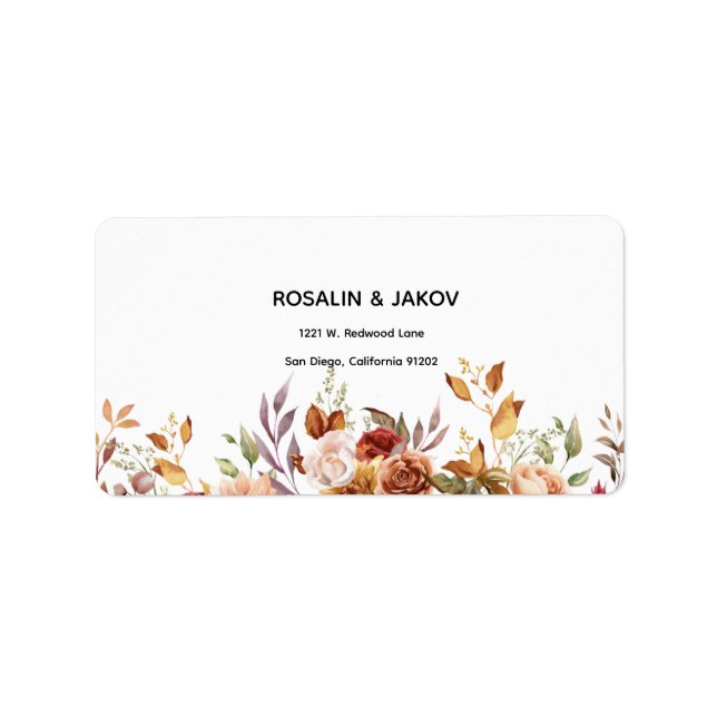 Boho-Blush-Blumenhochzeits-Einladung Adressaufkleber (Vorne)