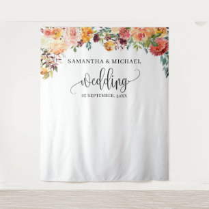 Boho Blush Bordeaux-Orangenblume Wandteppich