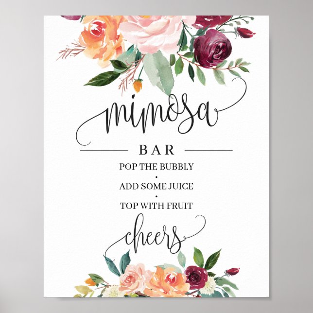 Boho blush borundo orange mimosa Bar Poster (Vorne)