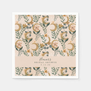 Boho Blush Botanical Moon Custom Brautparty Serviette