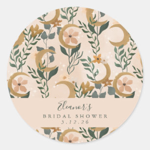 Boho Blush Botanische Mond Brautparty  Runder Aufkleber