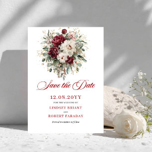 Boho-Blush-Burgunder-Gold Save-the-Date-Karte Save The Date