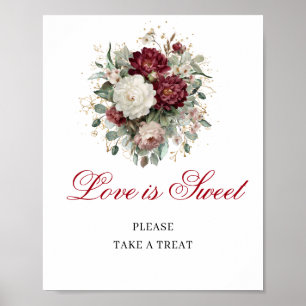 Boho Blush Burgundy Love is Sweet Tischschild Poster