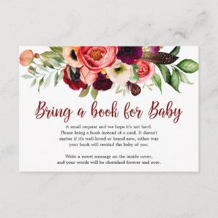 Boho Blush burgundy maroon mauve Blume Begleitkarte