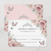 Boho Blush Dusty Rose Floral Pampas Quinceañera