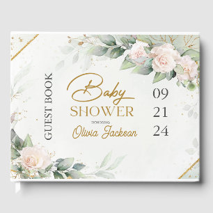 Boho Blush Floral Eucalyptus Frame Baby Dusche Gästebuch