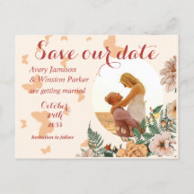 Boho Blush Foto Floral Buttery Save the Date