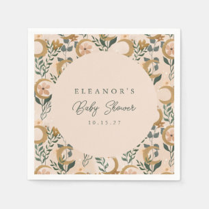 Boho Blush Green Botanical Moon Custom Baby Dusche Serviette