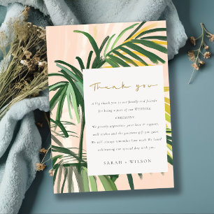 Boho Blush Green Palm Beach Hochzeit Dankeskarte