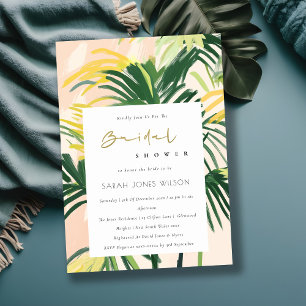 Boho Blush Green Tropical Palm Beach Brautparty Einladung