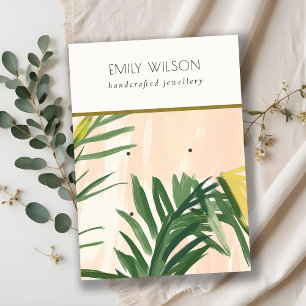 Boho Blush Green Tropical Palm Blätter 2 Oben Visitenkarte