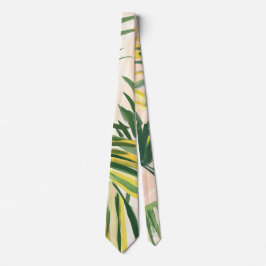 Boho Blush Green Tropical Palm Blätter Beach Krawatte