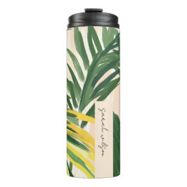 Boho Blush Green Tropical Palm Blätter Beach Thermosbecher