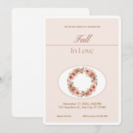 Boho-Blush-Herbstromanze-Floral-Hochzeitseinladung Einladung