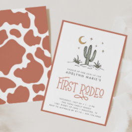 Boho Blush Modern Girls First Rodeo 1. Geburtstag Einladung
