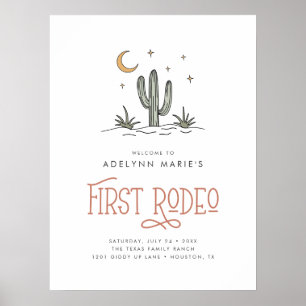 Boho Blush Modern Girls First Rodeo 1. Geburtstag Poster