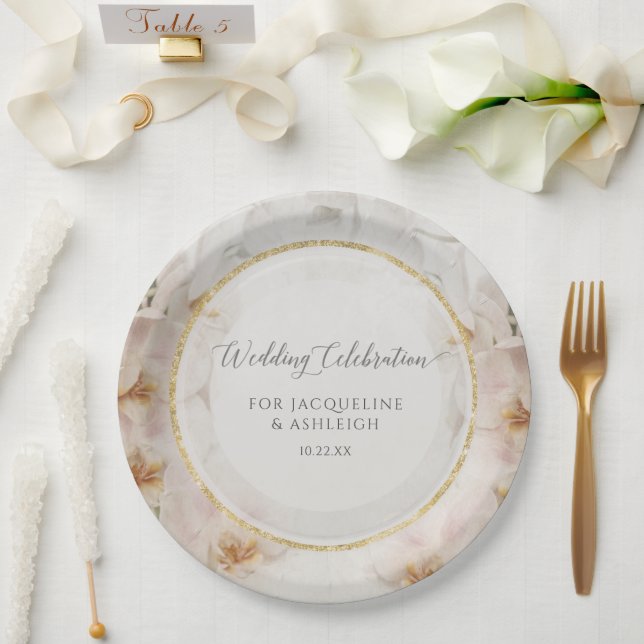 BOHO Blush Orchid Blume Blumengoldhochzeit Pappteller (Hochzeit)