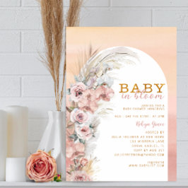 Boho Blush Pampas Baby in Bloom Einladung