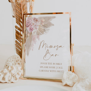 Boho-Blush-Pampas-Floral-Mimosa-Bar-Shower-Schild Poster