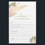 Boho Blush Pampas Grass Advice für die Bride-Karte<br><div class="desc">Boho Blush Pampas Grass Rat für die Brautkarte</div>