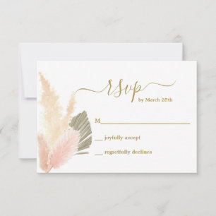 Boho Blush Pampas Grass RSVP Karte