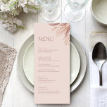 Boho Blush Pampas Grass Wedding Menu Card Menükarte<br><div class="desc">This blush pink bohemian wedding menu card features hand-painted pampas grass,  dried flowers,  and palm leaves on a dusty rose background. Perfect for a romantic boho wedding. Find matching items in Boho Blush Pampas Grass Wedding Collection.</div>