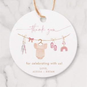 Boho Blush Pink Baby Clothes Girl Babydusche Geschenkanhänger