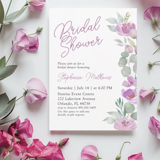Boho-Blush-Pink-Blumen-Braut-Party Einladung (Von Creator hochgeladen)