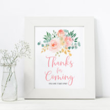 Boho Blush Pink Blumendusche Danke für das Kommen