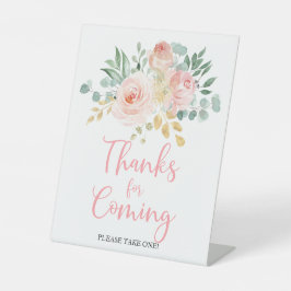 Boho Blush Pink Blumendusche Danke für das Kommen Sockelschild