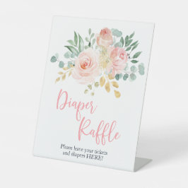 Boho Blush Pink Blumendusche Windeln Raffelzeichen Sockelschild