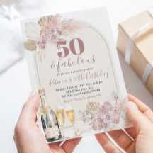 Boho Blush Pink Blumenwein Erwachsene Geburtstag