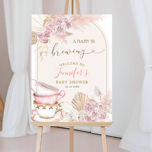 Boho Blush Pink Ein Baby brütet Begrüßungszeichen Poster