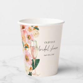 Boho Blush Pink Floral Champagne Pappbecher