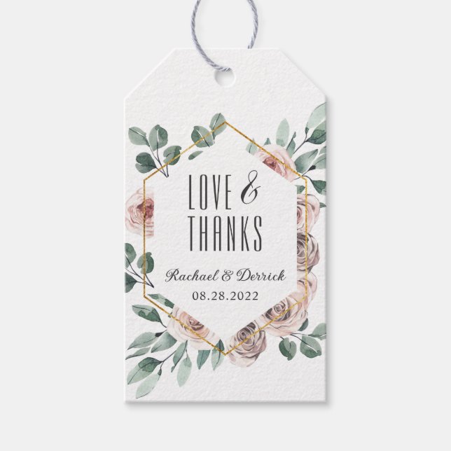 Boho Blush Pink Floral Geometric Vielen Dank Geschenkanhänger (Vorderseite)