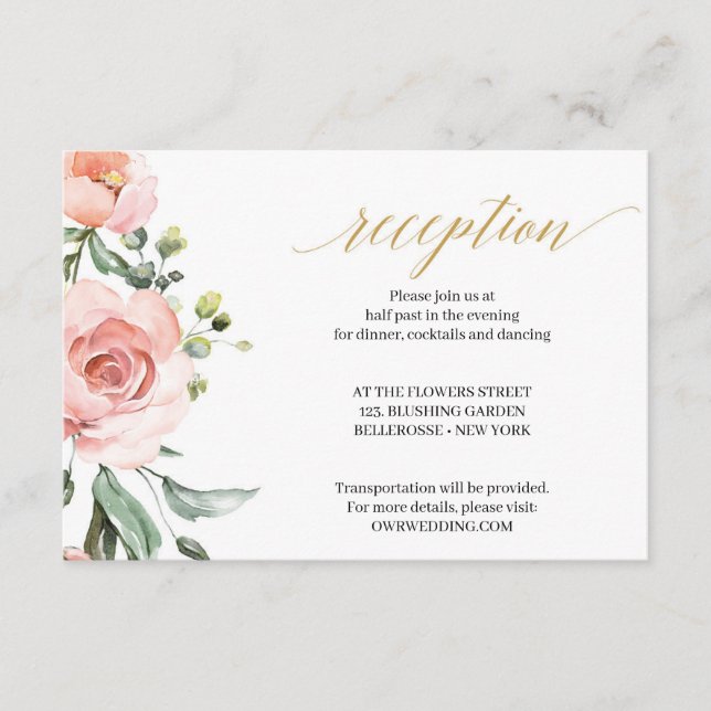 Boho Blush Pink Floral Rose Gold Geometrisch Begleitkarte (Vorderseite)