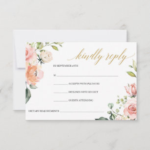 Boho Blush Pink Floral Rose Gold Geometrisch RSVP Karte